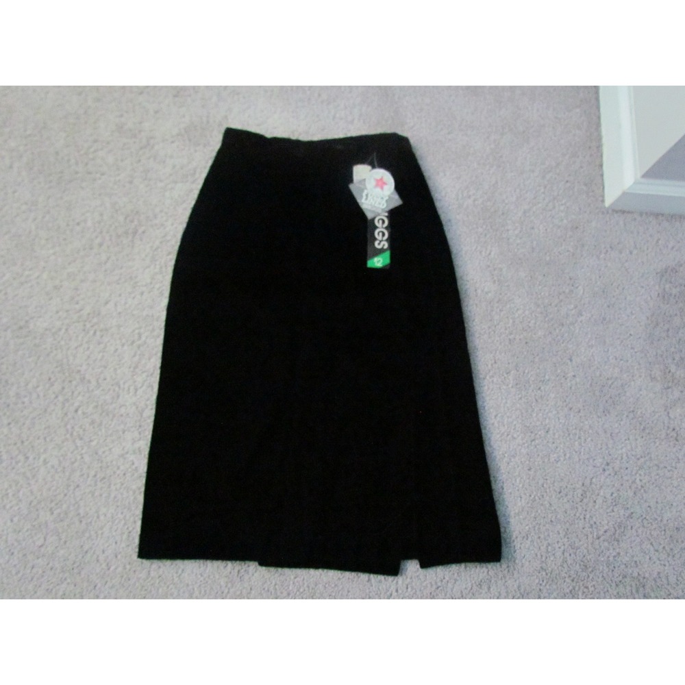 Briggs Midi Skirt Size 12 Black Vintage 90s Velvet Rayon Made in USA NWT